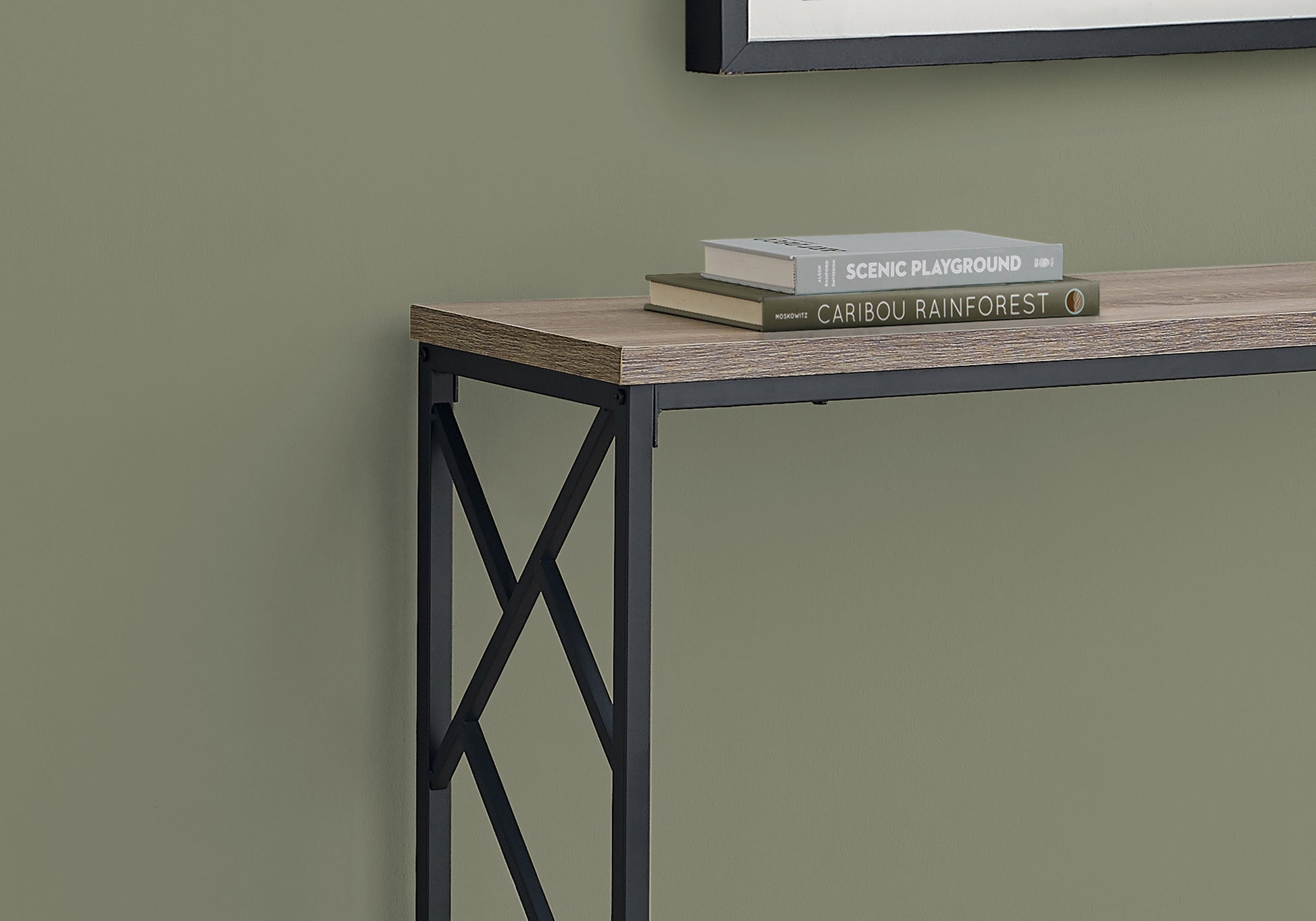 44" Taupe And Black Frame Console Table-5