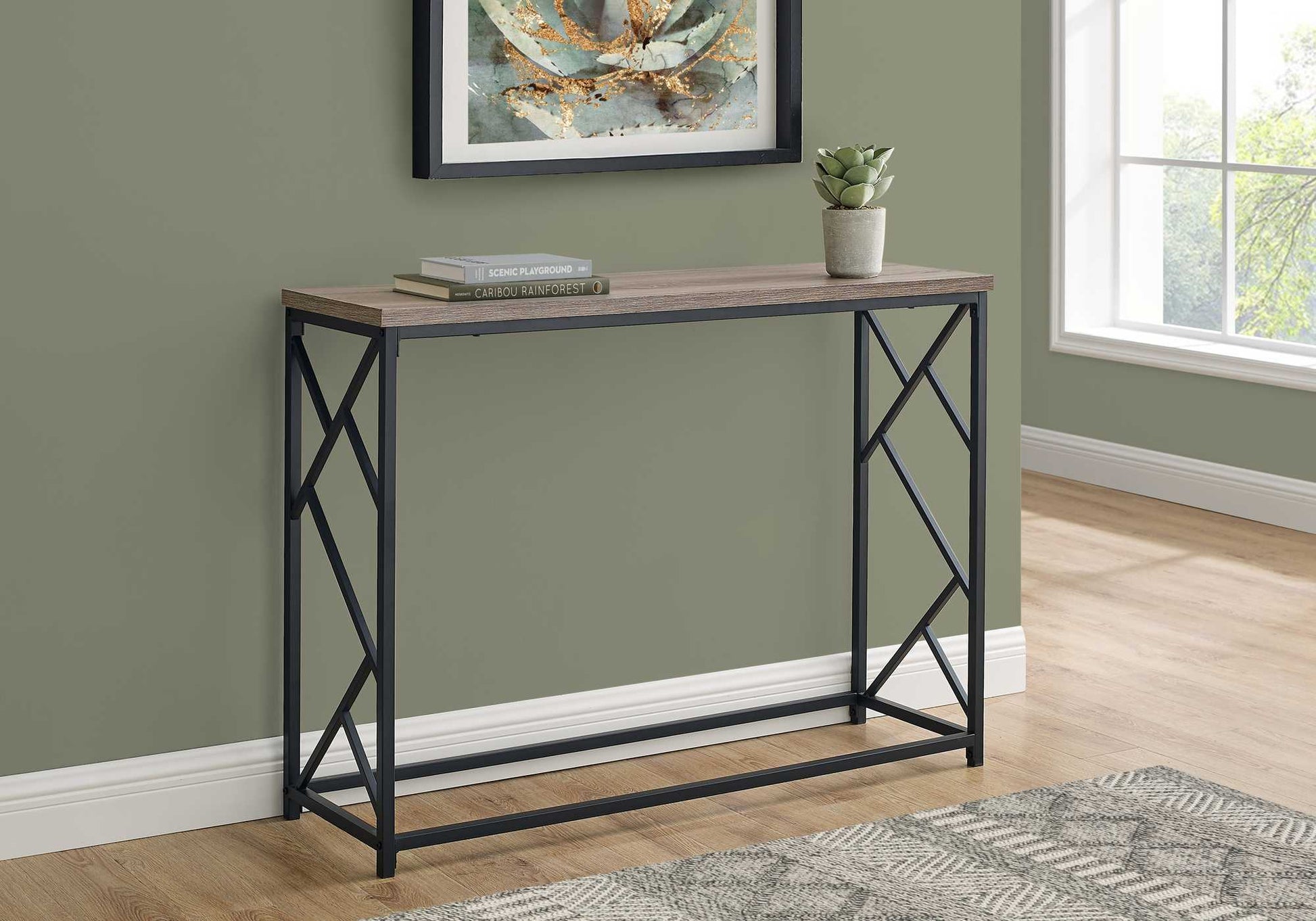 44" Taupe And Black Frame Console Table-4