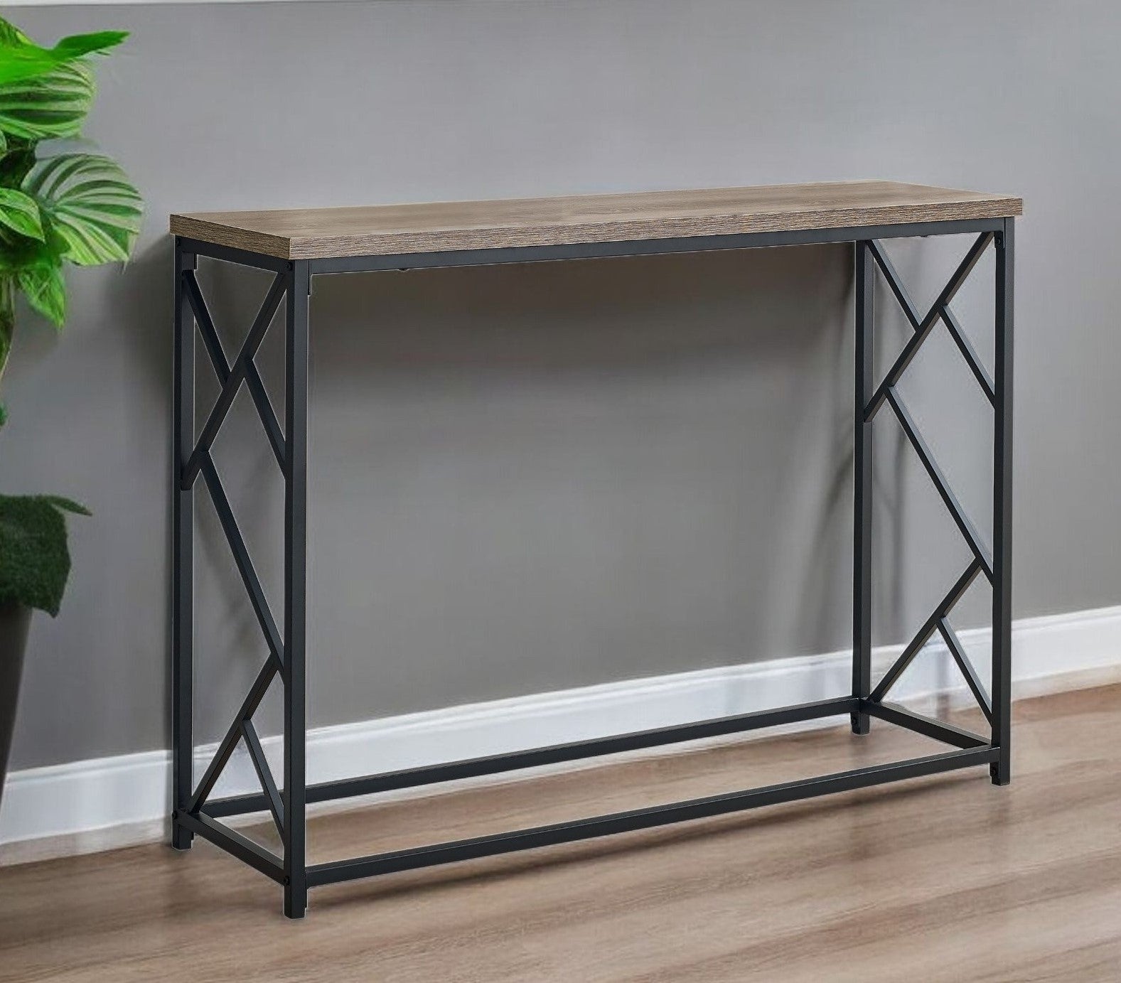 44" Taupe And Black Frame Console Table-1