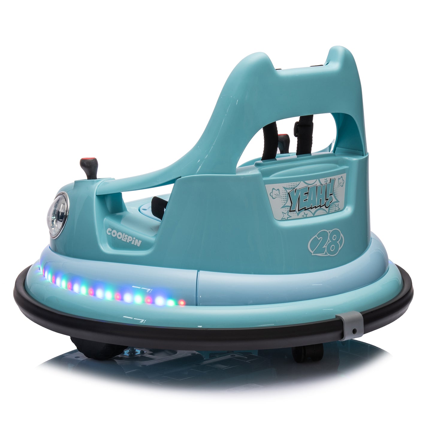 12V ride on bumper car for kids,electric car for kids,1.5-5 Years Old,W/Remote Control, LED Lights, Bluetooth & 360 Degree Spin, Vehicle body with anti-collision padding
Five-point Safety Belt,2wd