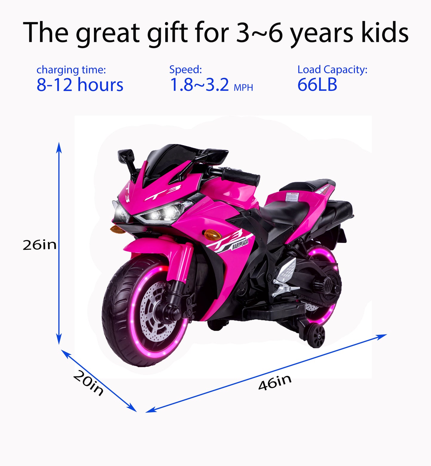 kids motorcycle,Tamco 12V motorcycle for kids 3 4 5 6 years Boys Girls  12v7ah kids motorcycle ride on toy with Training  Wheels/manual throttle/ drive by hand /Lightting  wheels