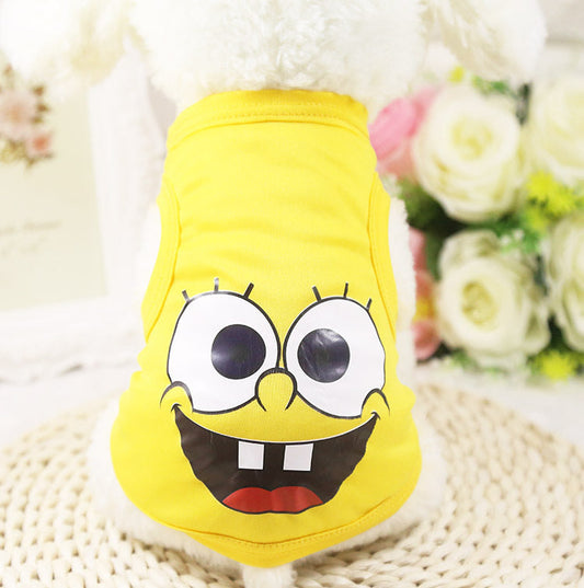 Style: Yellow SpongeBob, Size: XXL - Cute Pet Vest Clothing Small Puppy Costume Summer Apparel