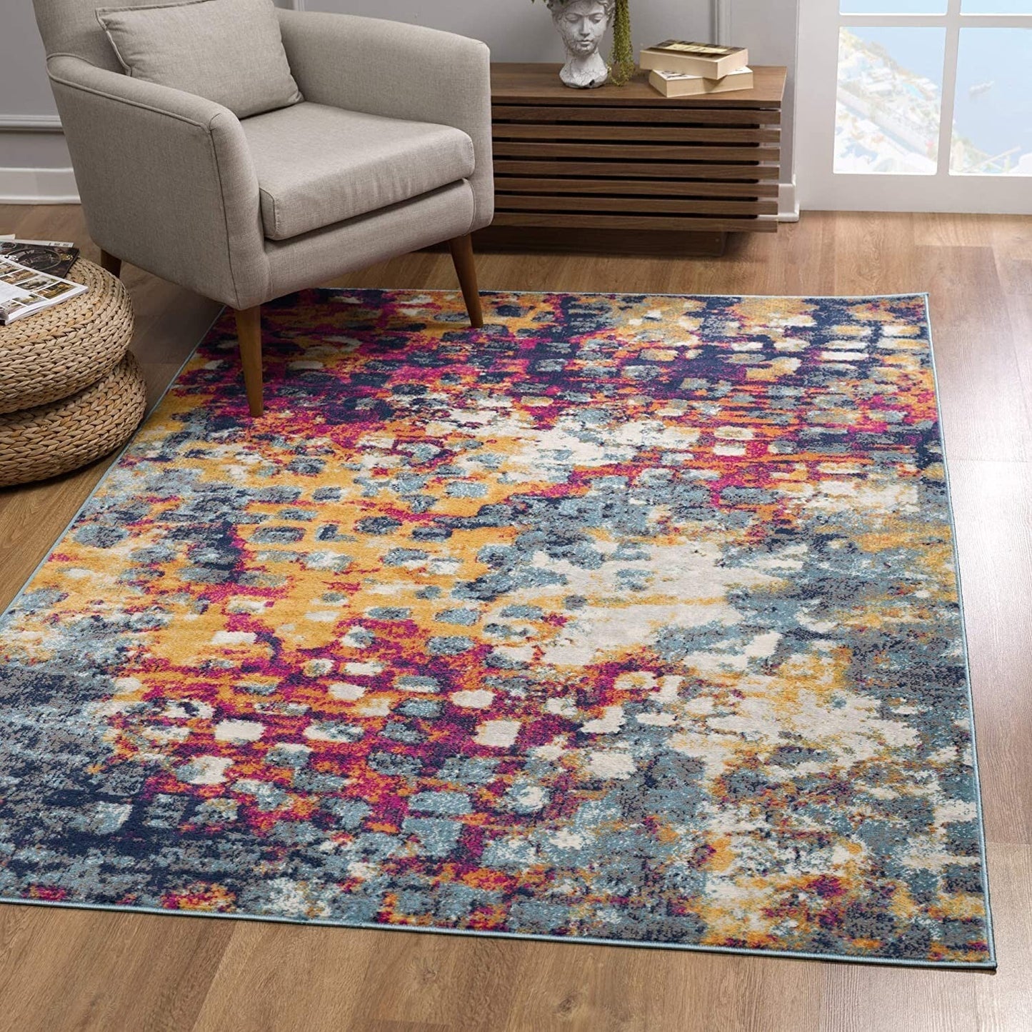 4' X 6' Multicolored Abstract Painting Area Rug