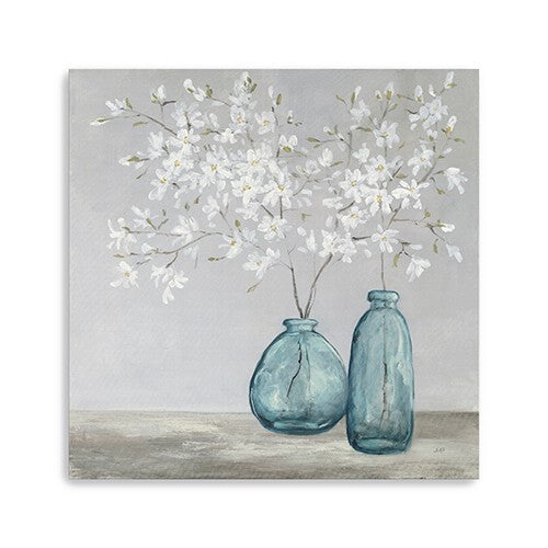 40" White Spring Flowers Canvas Wall Art