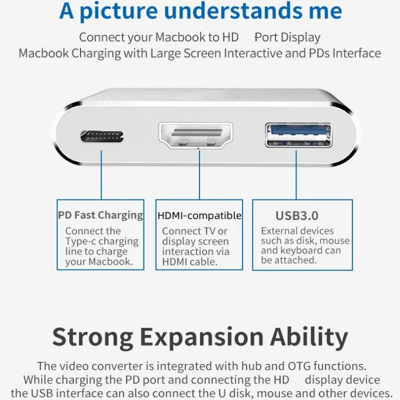 USB-C 3.0 HUB 3 In 1