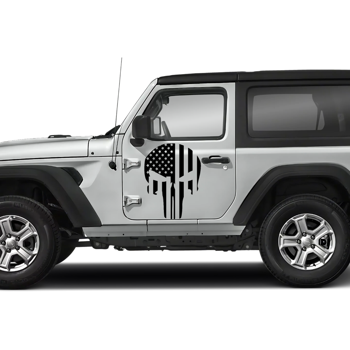 American Flag Punisher Skull Jeep Decal-0