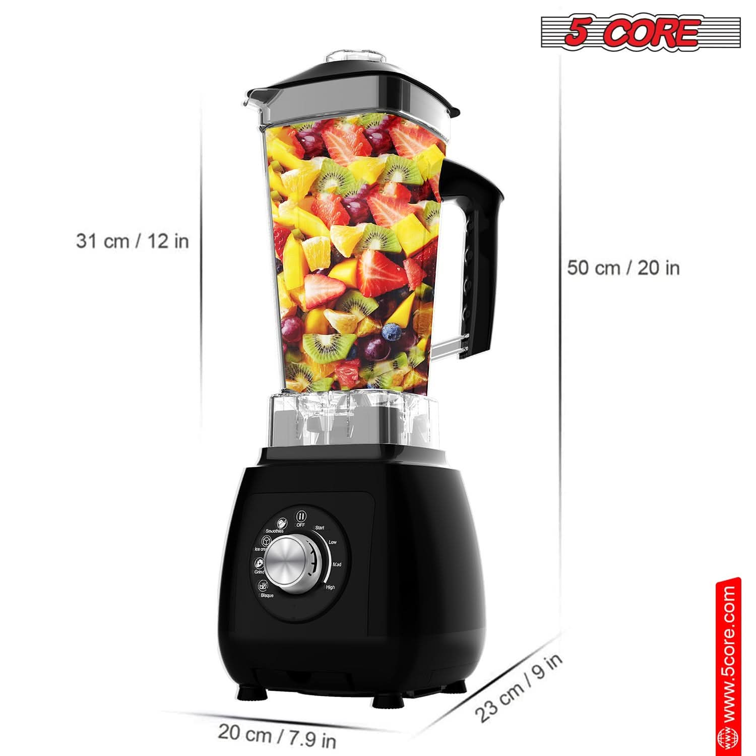 5Core Juicer Blender Machines 2000W Countertop Kitchen Smoothie Maker w 68oz Jar-3