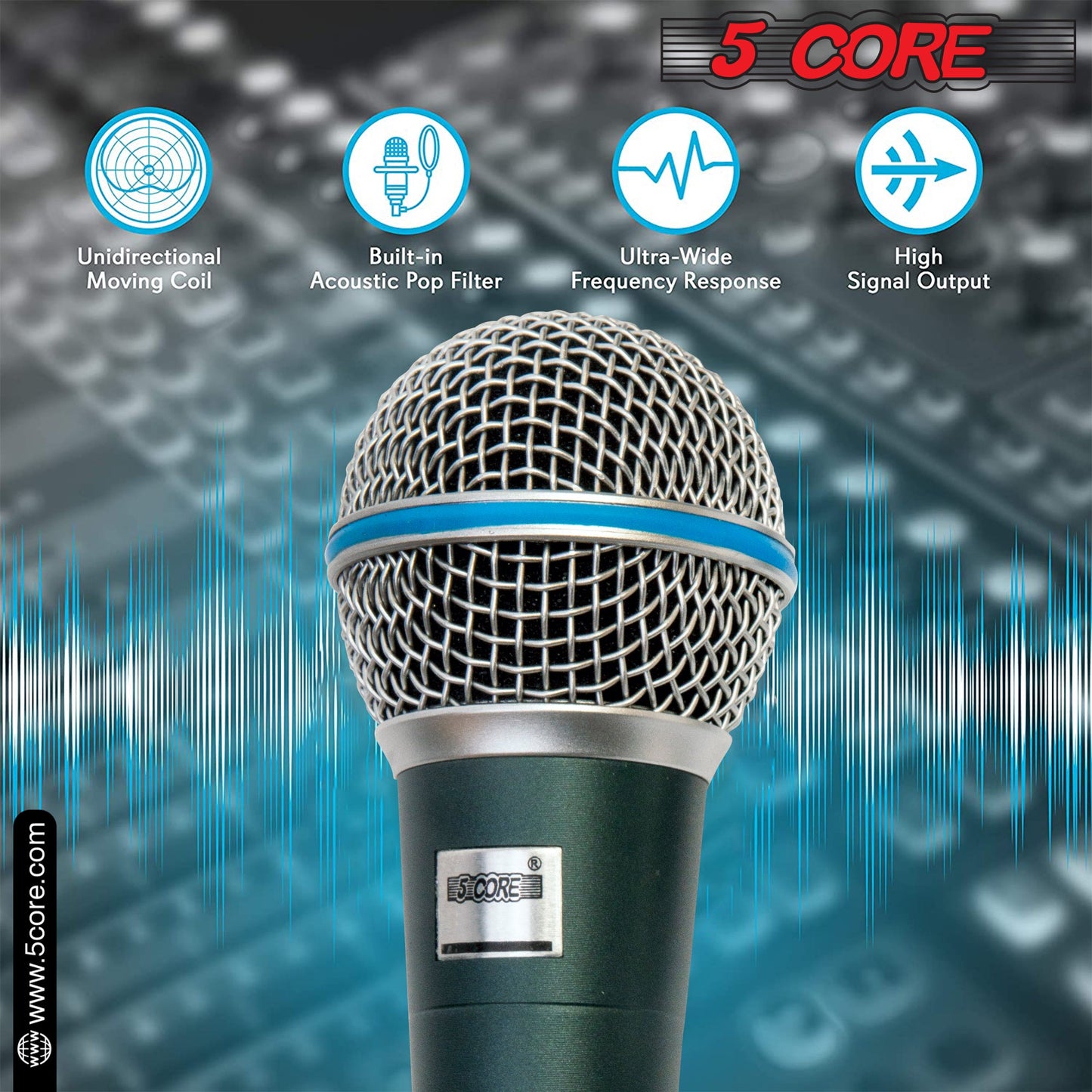 5Core Microphone For Singing Karaoke Mic 3Pcs XLR Microfono Dynamic Cardioid Unidirectional-3