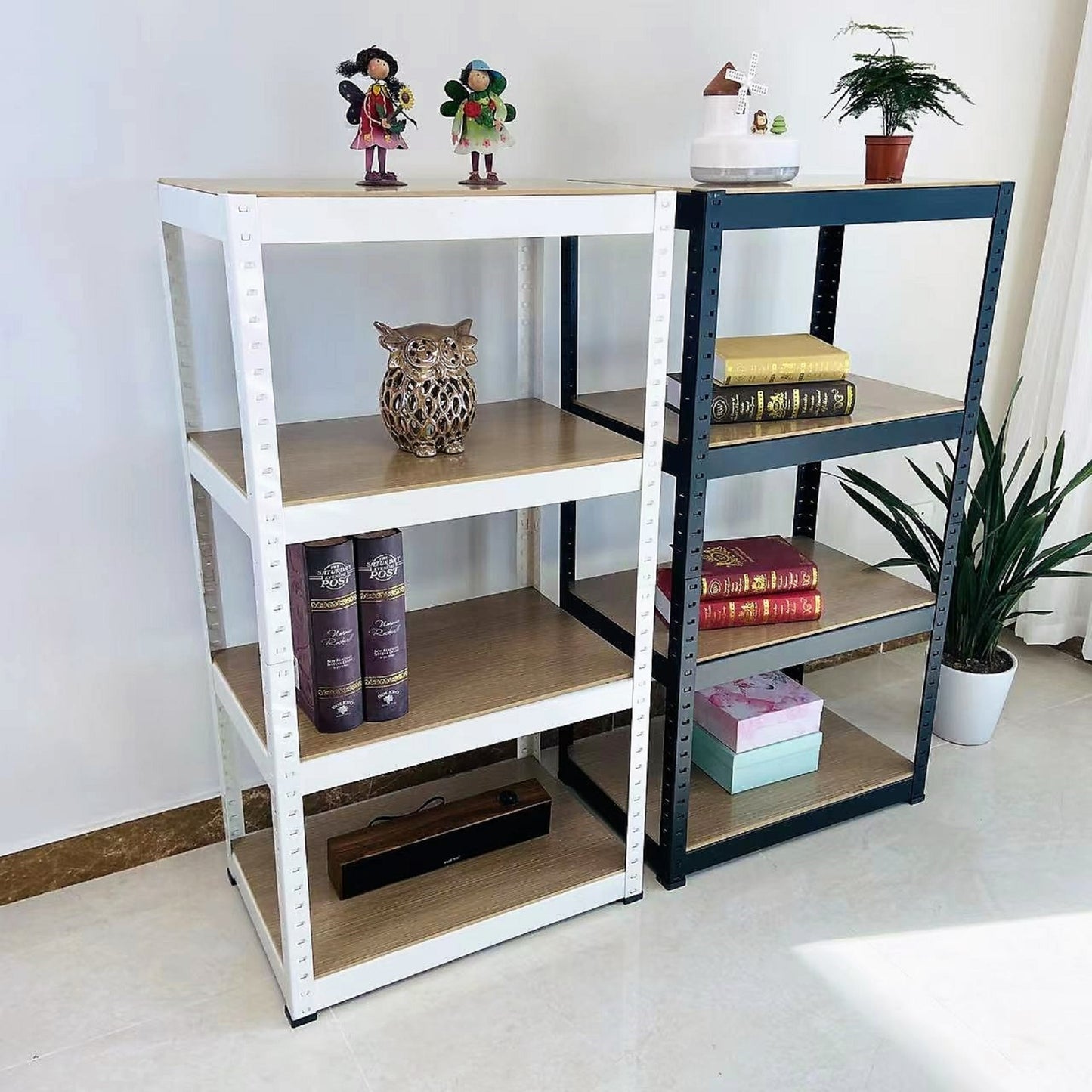 Storage Shelves -  4 Tier Adjustable Garage Storage Shelving, Heavy Duty Metal Storage Utility Rack Shelf Unit for Warehouse Pantry Closet Kitchen, 23.6" x 15.7" x 47.2", White