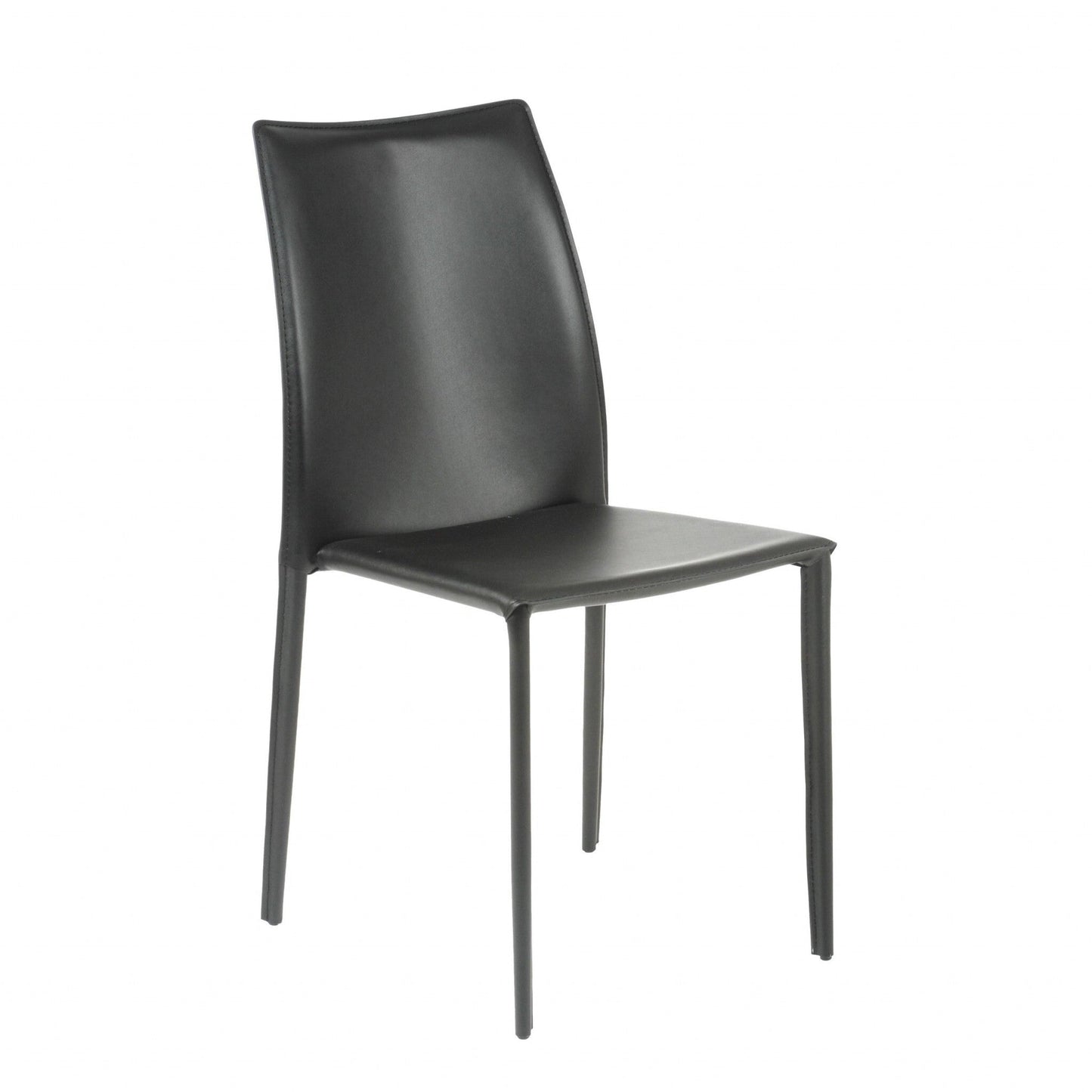 Set of Two Premium All Black Stacking Dining Chairs