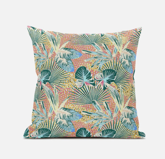 16" Blue Peach Tropical Suede Throw Pillow