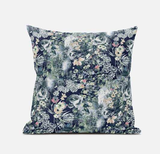 20" Gray Indigo Springtime Suede Throw Pillow