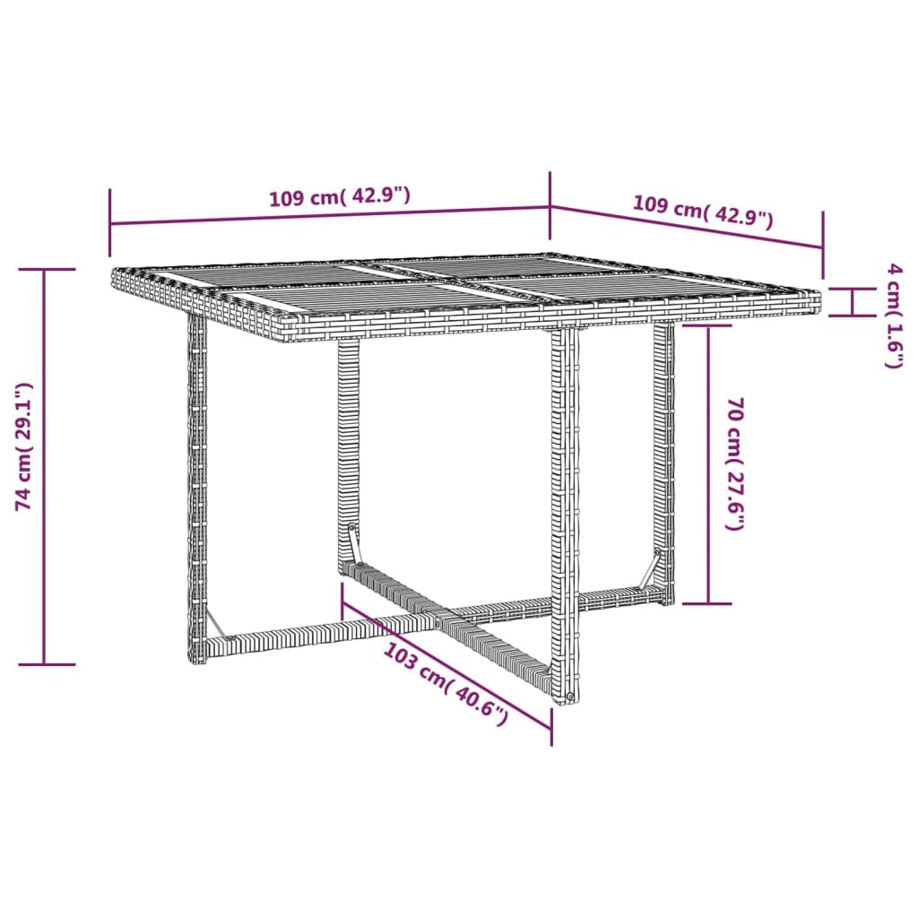 vidaXL 9 Piece Patio Dining Set Poly Rattan and Acacia Wood Black