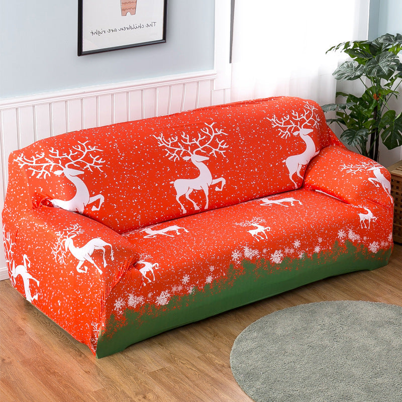 Color: Elk, Size: 2 person - Christmas stretch tight all-inclusive full cover sofa cover