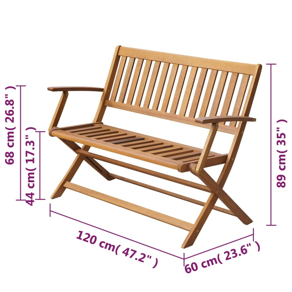 vidaXL Patio Bench 47.2" Solid Acacia Wood