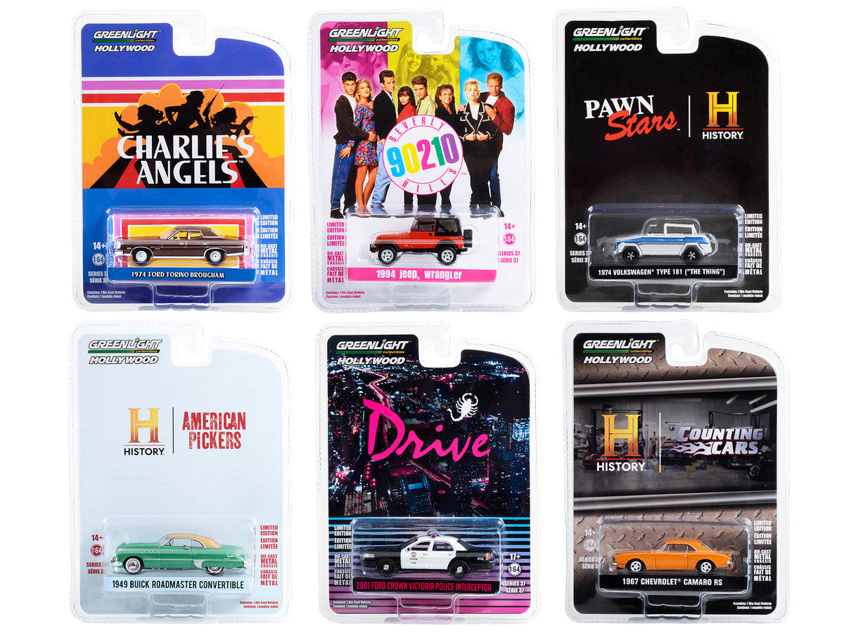 "Hollywood Series" Set of 6 pieces Release 37 1/64 Diecast Model Cars by Greenlight-0