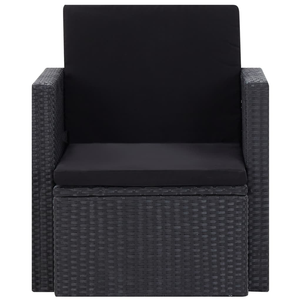 vidaXL Patio Chair with Cushions Poly Rattan Black