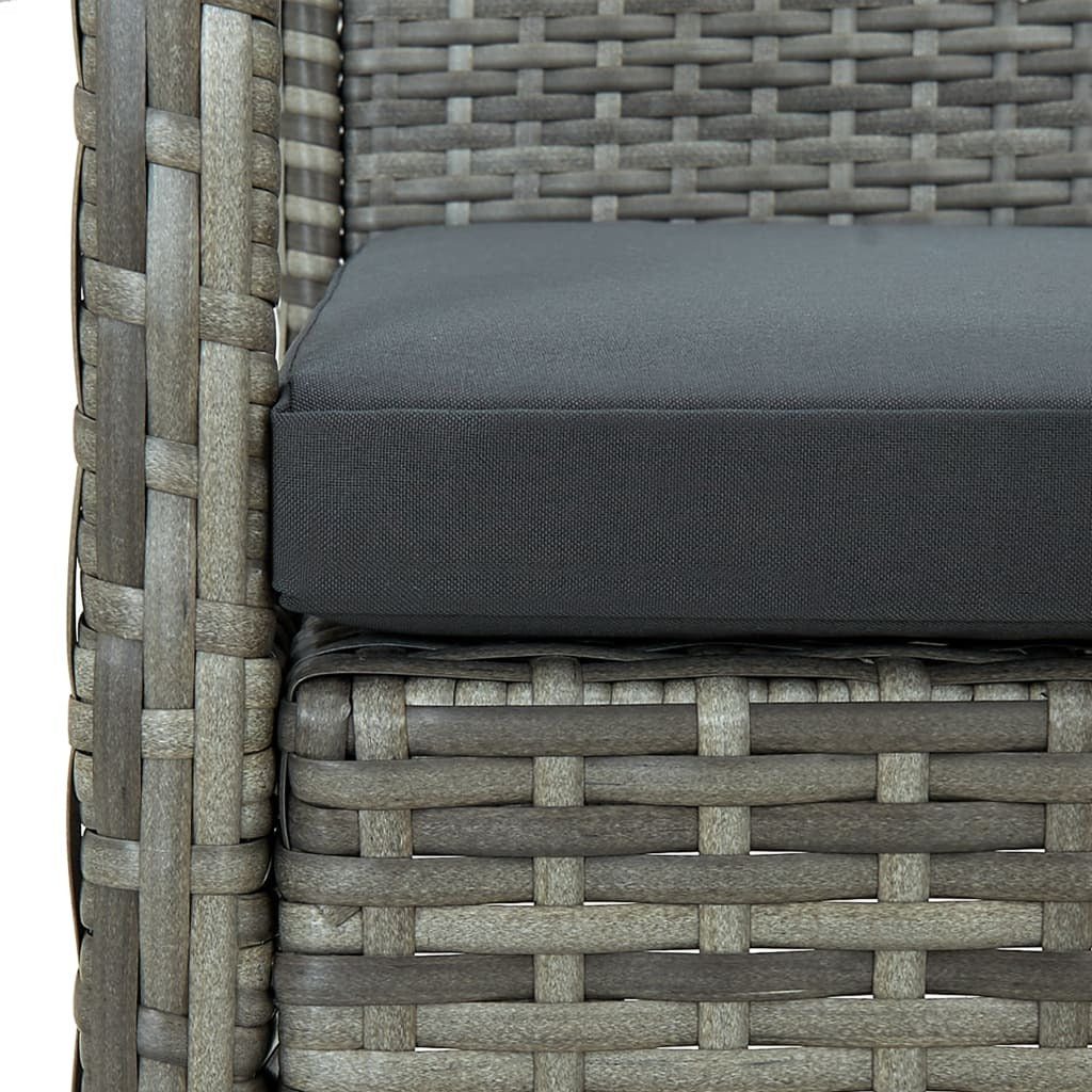 vidaXL 3-Seater Patio Sofa with Cushion Gray Poly Rattan