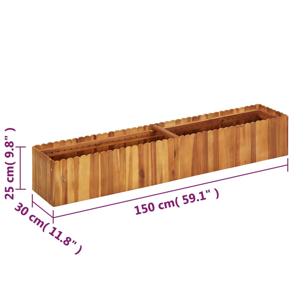 vidaXL Garden Raised Bed 59"x11.8"x9.8" Solid Acacia Wood