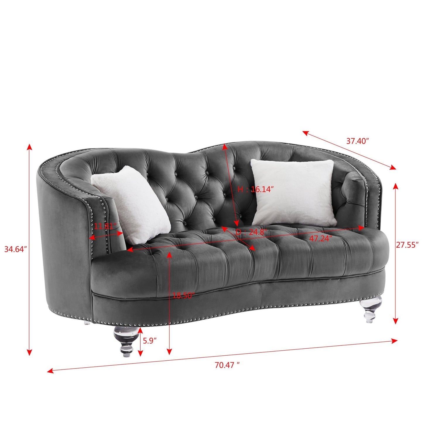 Luxury Crystal Feet Tufted  Sofa-4