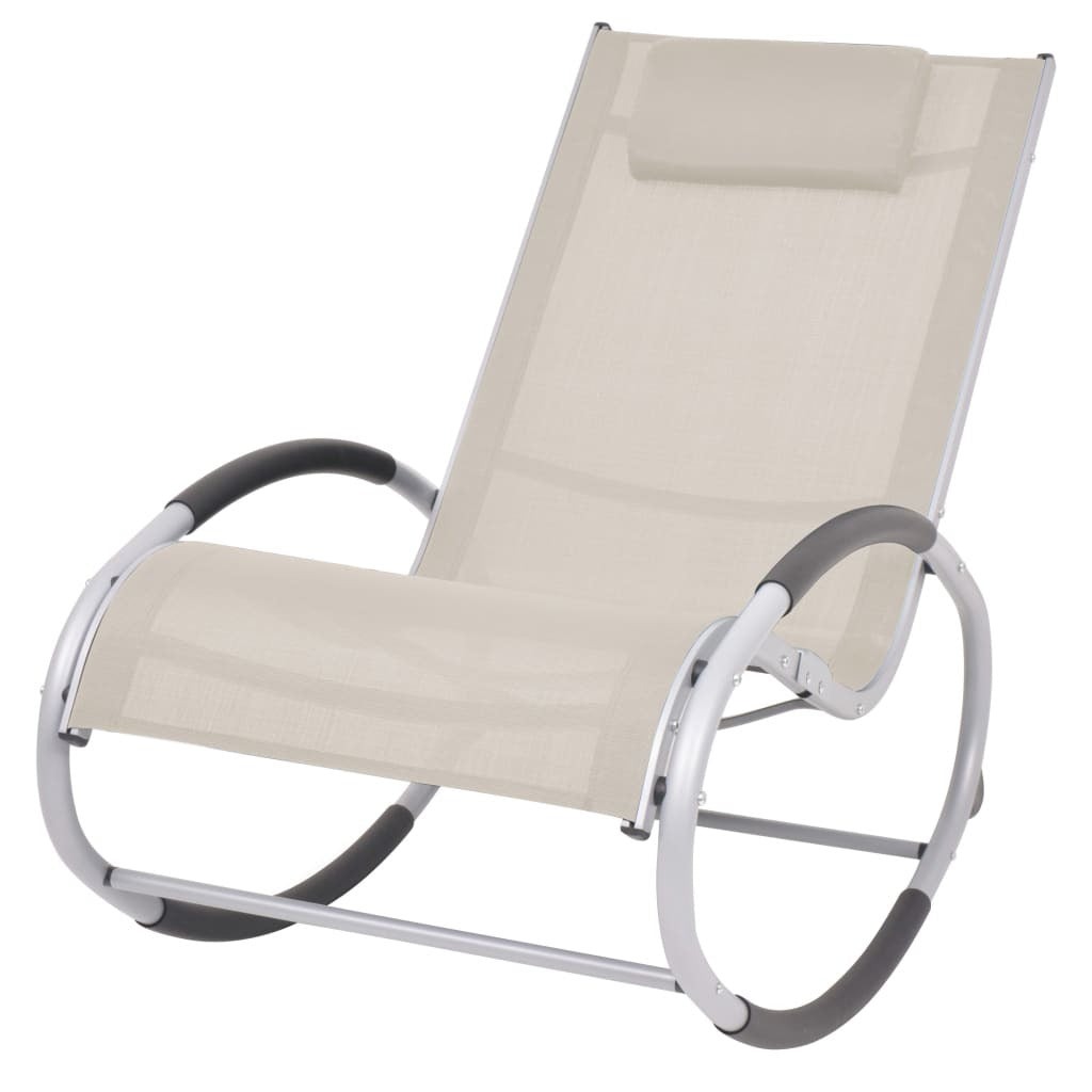 vidaXL Outdoor Rocking Chair Cream Textilene