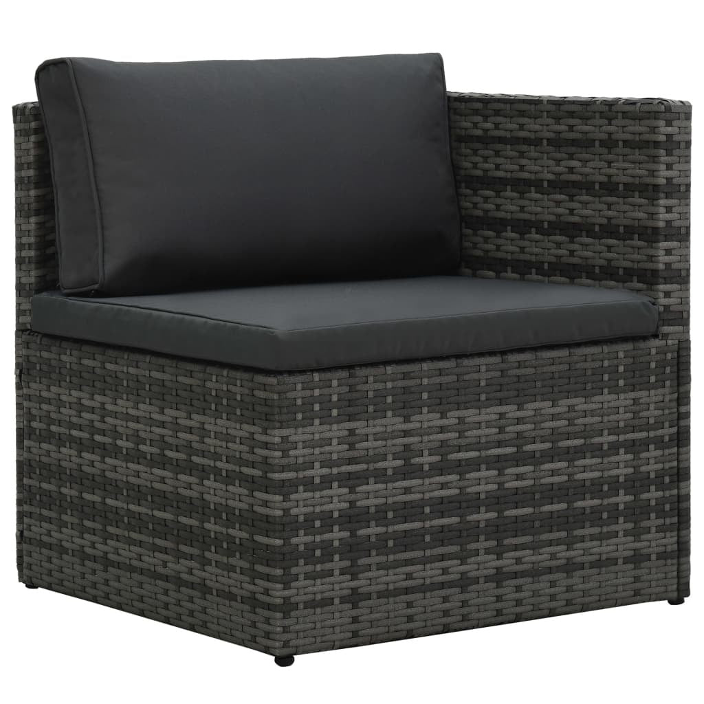 vidaXL 5 Piece Patio Lounge Set with Cushions Poly Rattan Gray