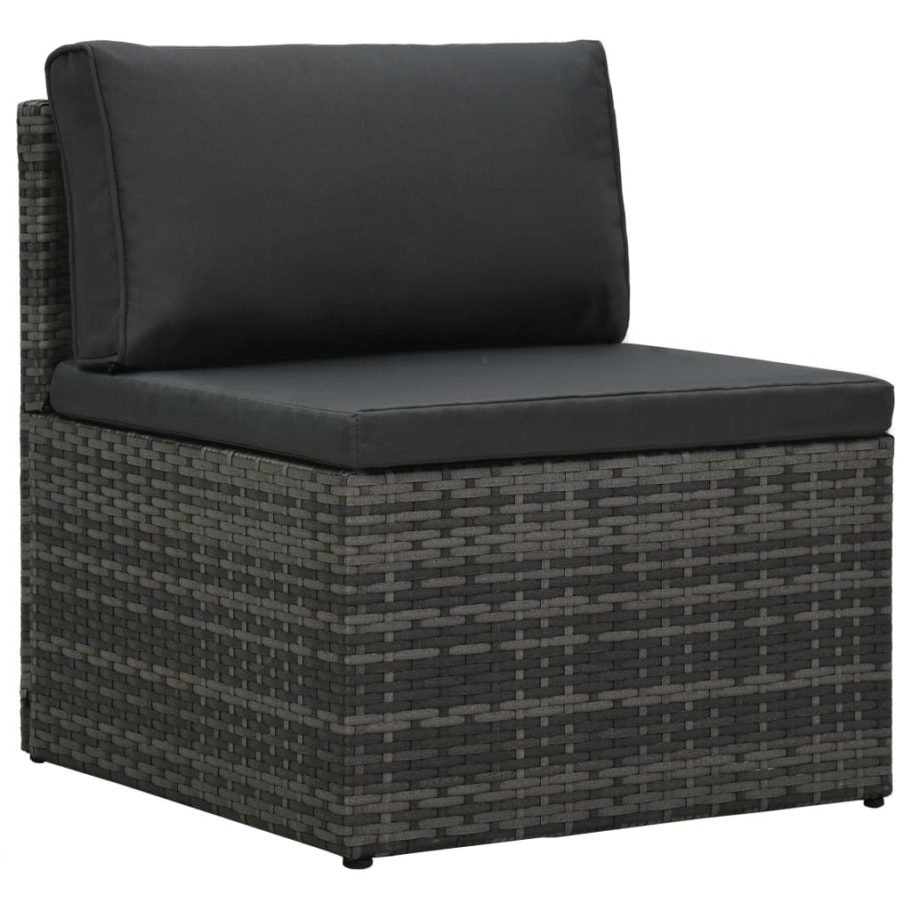 vidaXL 5 Piece Patio Lounge Set with Cushions Poly Rattan Gray