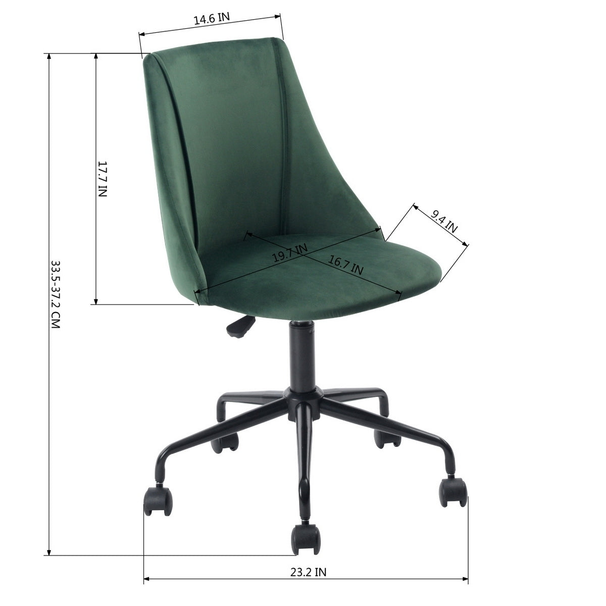 Velvet Upholstered Task Chair/ Home Office Chair - Green