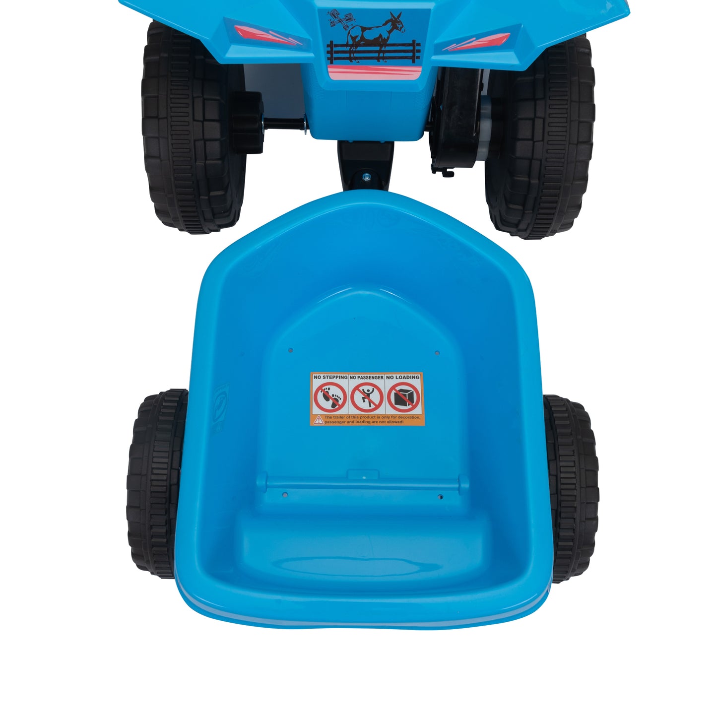 6V Kids Electric ATV, Toddler Ride on Car with Trailer, Music, Bluetooth and Power Display for Boys and Girls, Blue