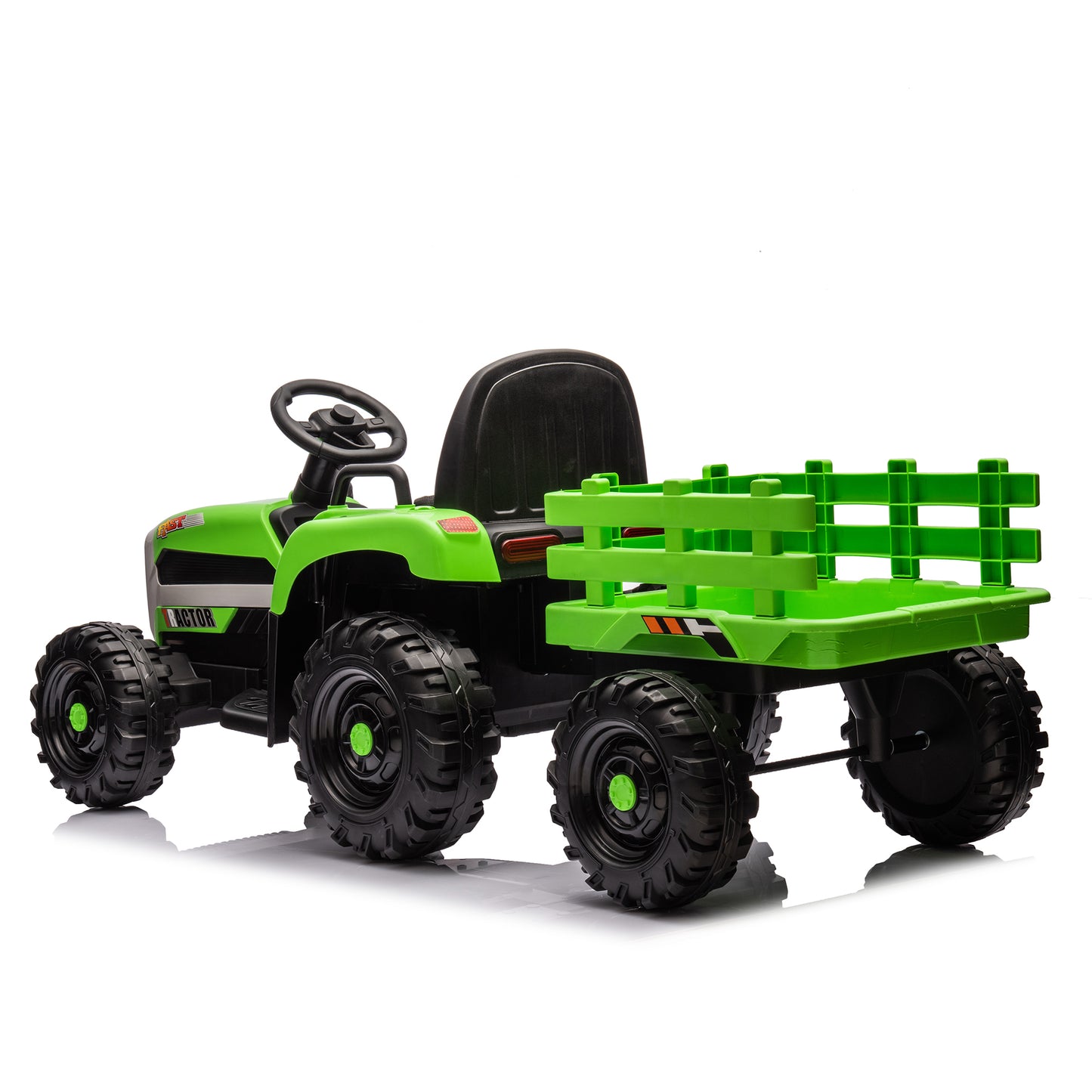 Ride on Tractor with Trailer,12V Battery Powered Electric Tractor Toy w/Remote Control,electric car for kids,Three speed adjustable,Power display, USB,MP3 ,Bluetooth,LED light,Two-point safety belt