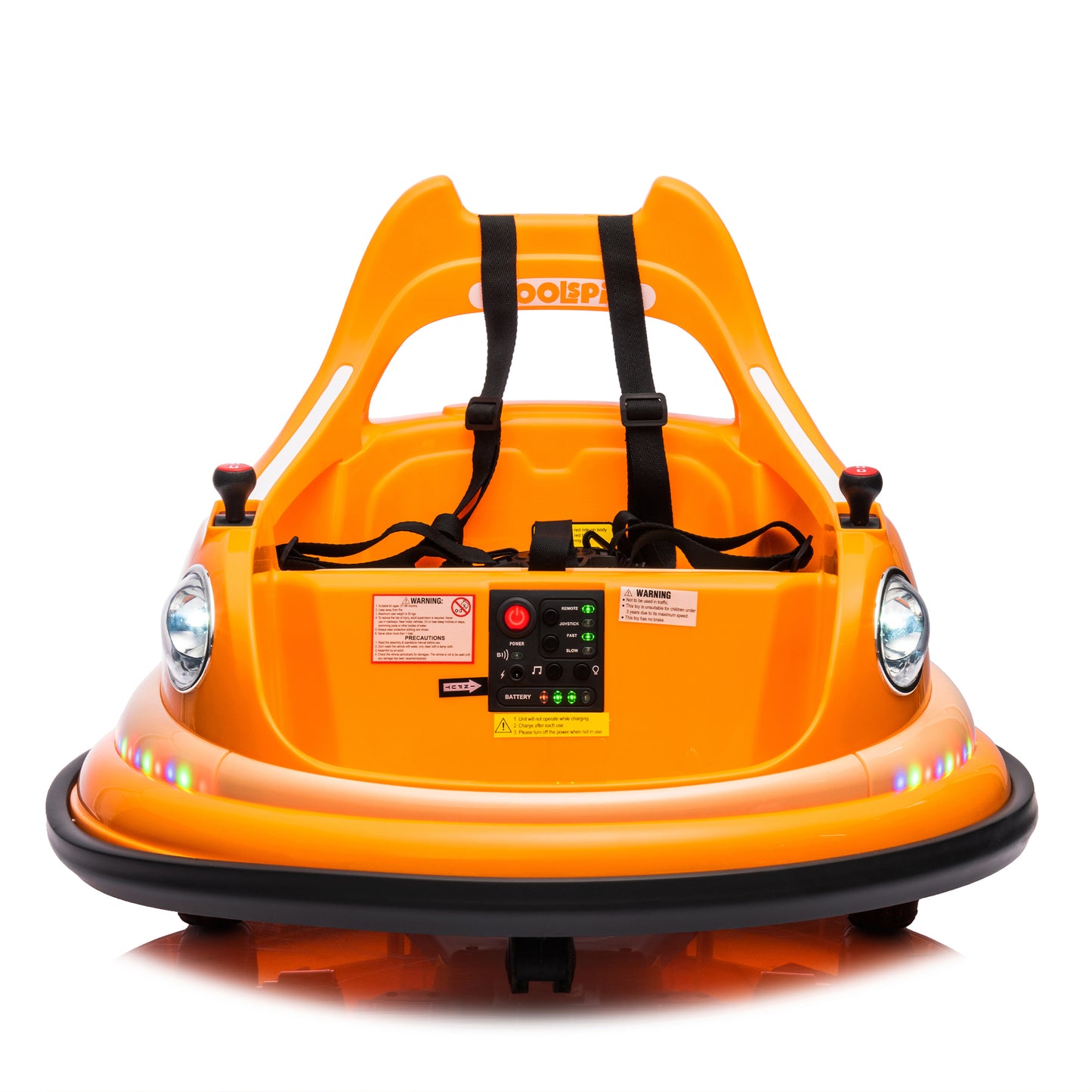 12V ride on bumper car for kids,electric car for kids,1.5-5 Years Old,W/Remote Control, LED Lights, Bluetooth & 360 Degree Spin, Vehicle body with anti-collision padding
Five-point Safety Belt,2wd