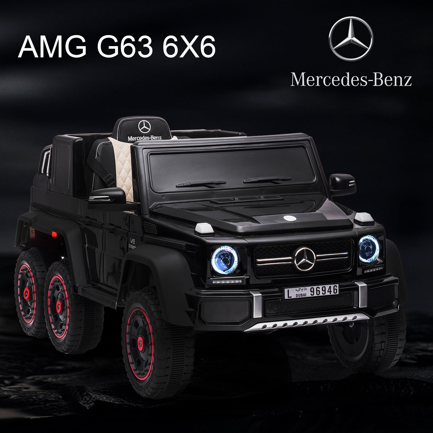 Kids Ride On Cars, Licensed Mercedes-Benz Electric Car for Kids with 6 Wheel Shock Absorber, 24V7AH Super Battery Powered Toy with Remote and Leather Seat,3 Speeds,Music,Horn,LED Lights