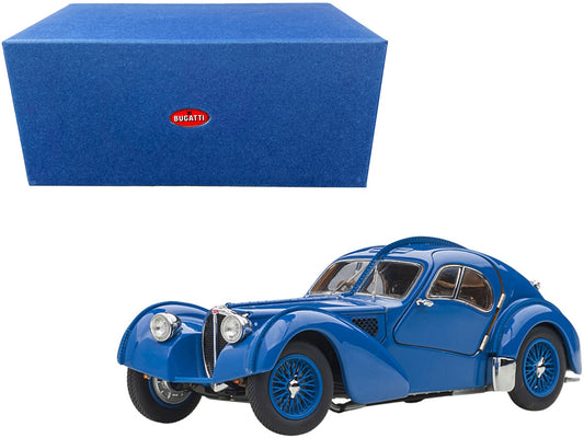 1938 Bugatti Type 57SC Atlantic with Metal Wire-Spoke Wheels Blue 1/43 Diecast Model Car by Autoart-0
