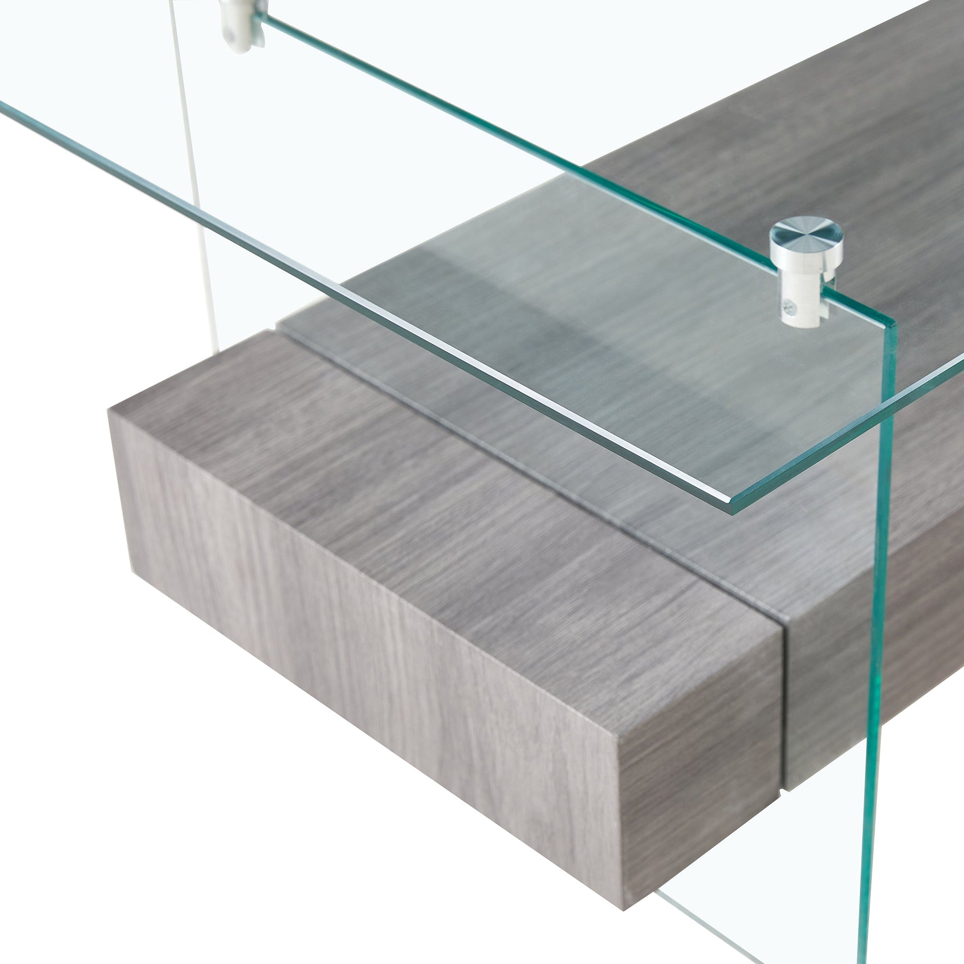 Tempered Glass Coffee Table With Dual Shelves-4