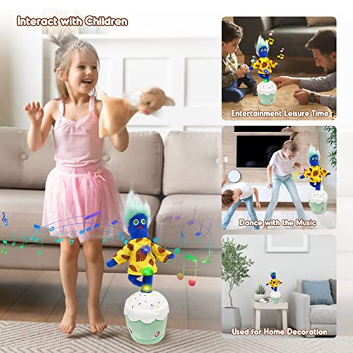 Kids Dancing Talking Cactus Toys for Baby Boys and Girls, Talking Sunny Cactus Toy Electronic Plush Toy Singing, Record & Repeating What You Say with 120 English Songs and LED Lighting for Home Decor - American Smart