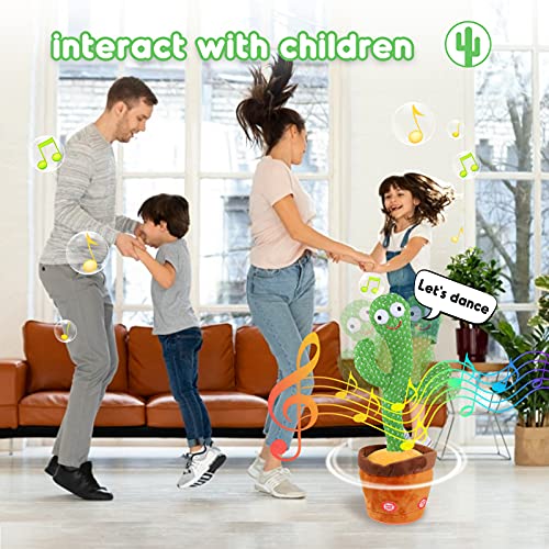 Kids Dancing Talking Cactus Toys for Baby Boys and Girls, Talking Sunny Cactus Toy Electronic Plush Toy Singing, Record & Repeating What You Say with 120 English Songs and LED Lighting for Home Decor - American Smart