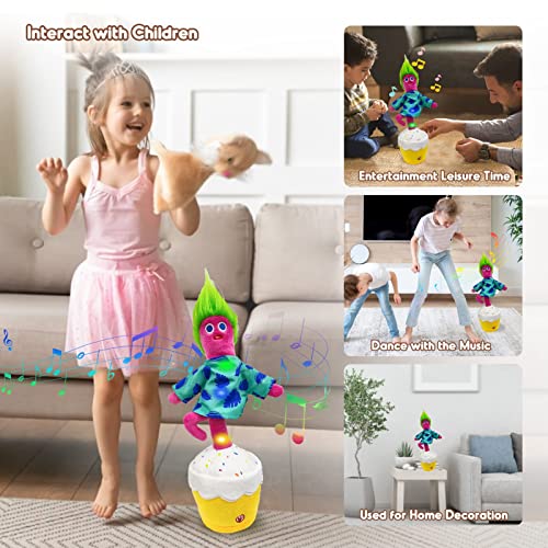 Kids Dancing Talking Cactus Toys for Baby Boys and Girls, Talking Sunny Cactus Toy Electronic Plush Toy Singing, Record & Repeating What You Say with 120 English Songs and LED Lighting for Home Decor - American Smart