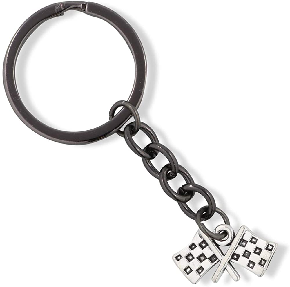 Emerald Park Jewelry Checkered Racing Flags Charm Car Keychain a Great Llaveros de Hombre as a Formula Racing Gifts for Keychains for Men to Celebrate as Fast Cool Keychain Furious-0