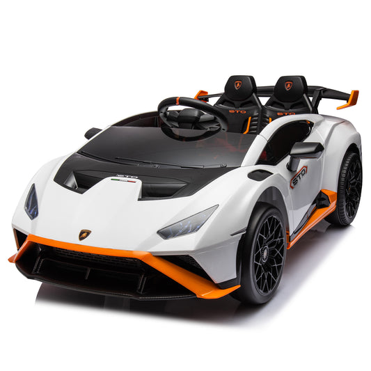 Lamborghini Huracan Sto 24V Kids Electric Ride-On Drift Car: Speeds 1.86-5.59 MPH, Ages 3-8, Foam Front Wheels, 360° Spin, LED Lights, Dynamic Music, Early Learning, USB Port, Drift Feature