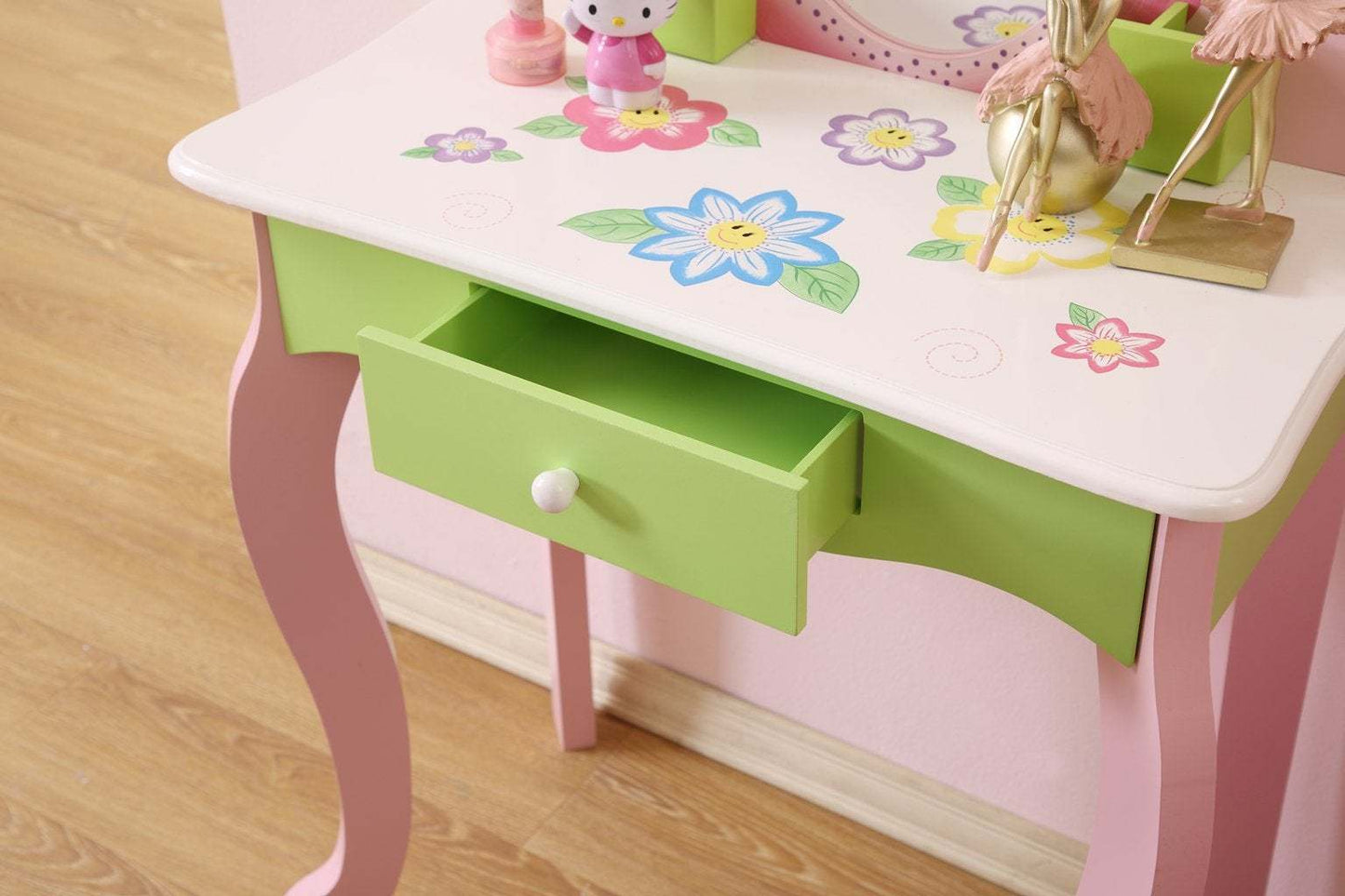 Kids Funnel Layla Girls Flower Vanity Set with Stool