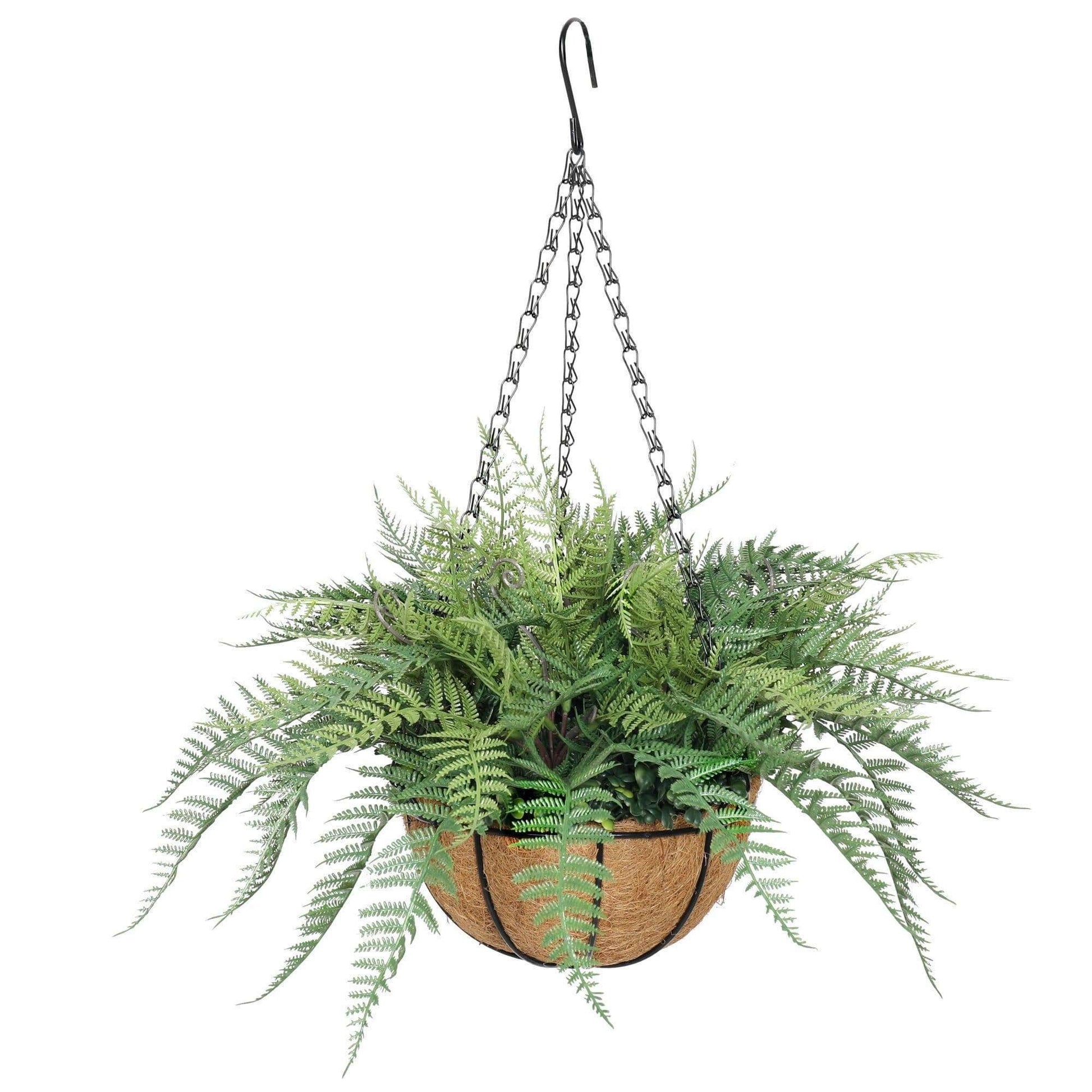 55cm UV Potted Fern Artificial Hanging Basket (Indoor / Outdoor)-0