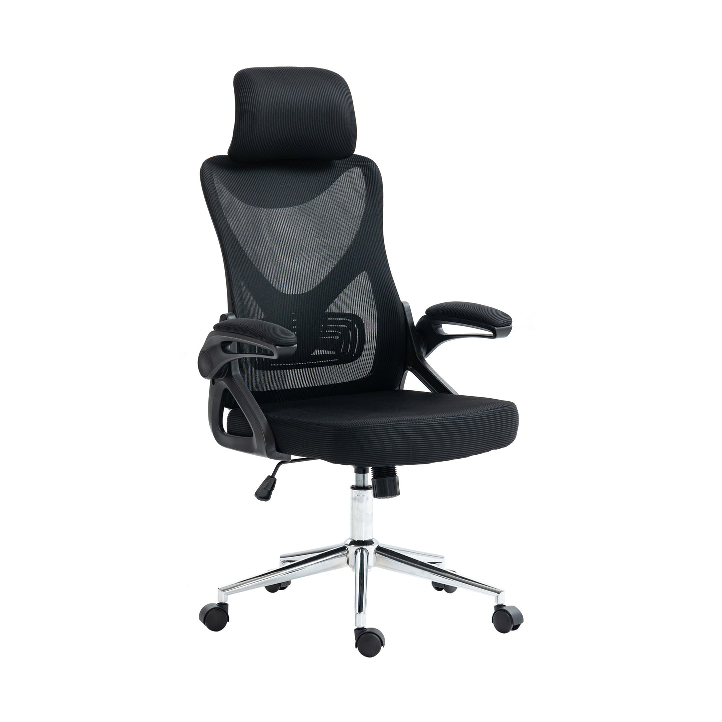 Techni Mobili Essential Ergonomic Office Chair with Headrest & Lumbar Support, Black