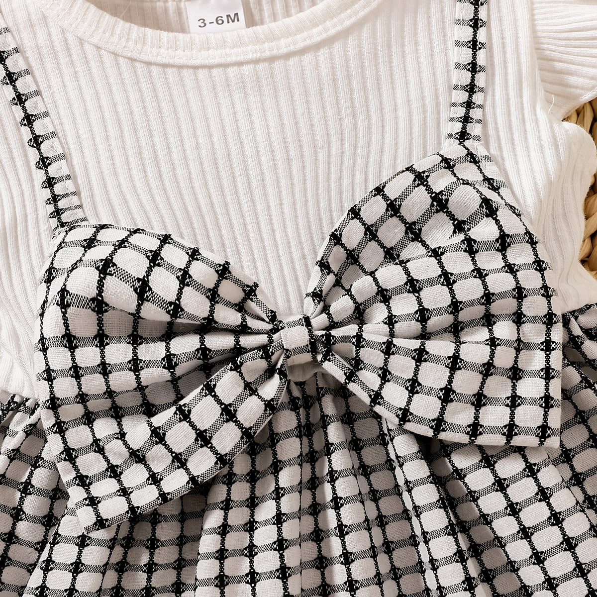 plaid-bow-detail-round-neck-dress