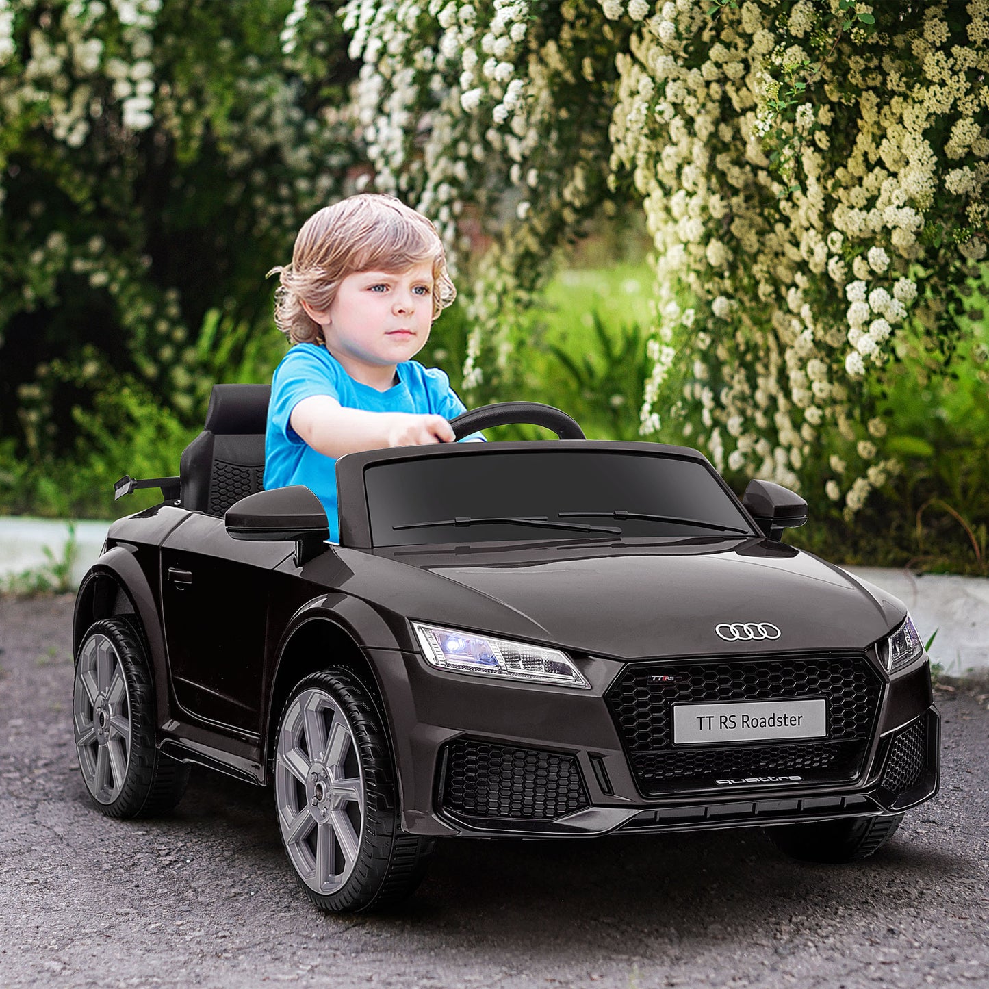 Aosom 6V Kids Electric Ride On Car, Licensed Audi TT RS with Suspension System and Remote Control, Horn, 5 Songs, Lights, MP3 Player - Black