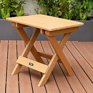 TALE Adirondack Portable Folding Side Table Square All-Weather and Fade-Resistant Plastic Wood Table Perfect for Outdoor Garden, Beach, Camping, Picnics Brown  Ban on Amazon