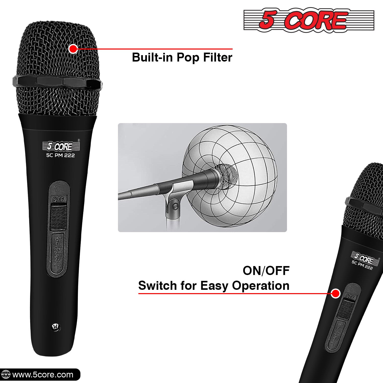5 Core Microphone For Singing Karaoke Mic XLR Microfono Dynamic Cardioid Unidirectional-3