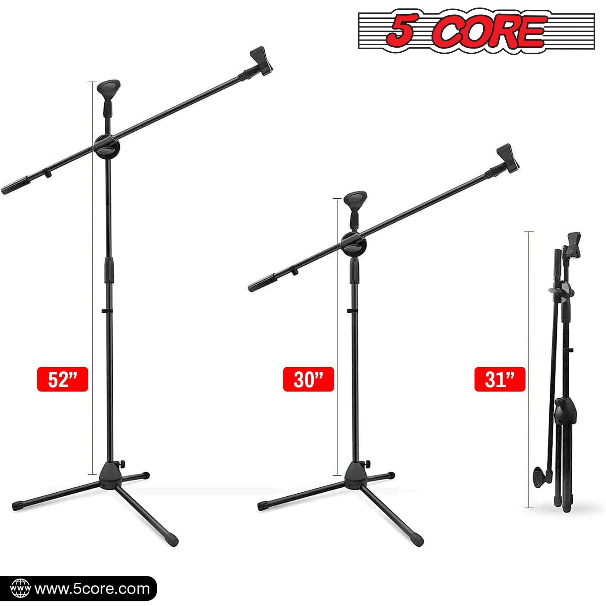 5 Core Tripod Mic Stand 6Pcs 59" Adjustable Microphone Stands Holder Floor w Boom Arm-1