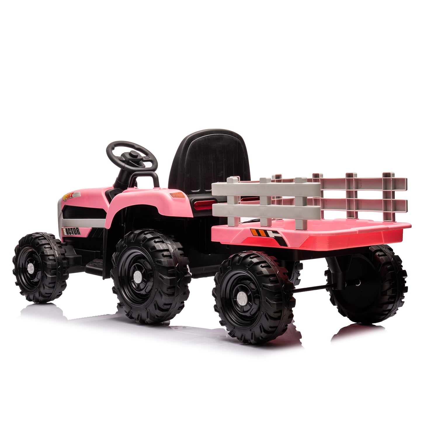 Ride on Tractor with Trailer,24V Battery Powered Electric Tractor Toy, 200w*2motor 1.86-4.97MPH/Remote Control,electric car for kids,Three speed adjustable,USB,MP3 ,Bluetooth,LED light, safety belt