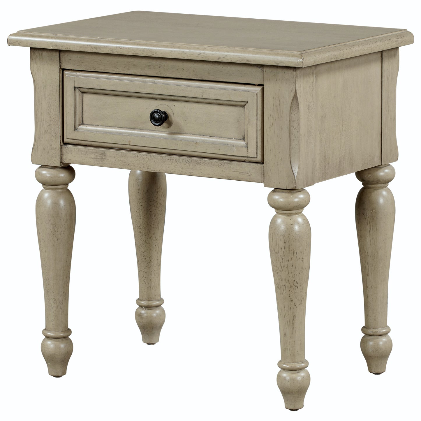 Solid Wood traditional One-Drawer Side Table End Table Nightstand, Stone Gray