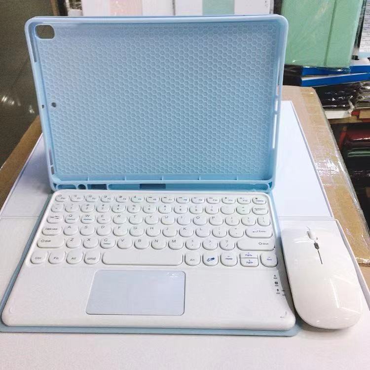 Color: Blue, Model: IPad2018 2020Pro11 inch - Compatible With Apple, 2020ipad10.9 Bluetooth Round  Keyboard Pro10.2 Retro Round  Touch Keyboard Pen Slot 9.7 Protective Cover